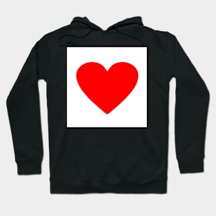 Corazón rojo sobre blanco Hoodie